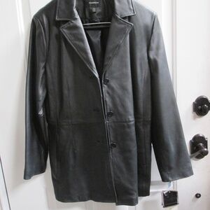 new COLE BROOK women's KNEE LENGTH LEATHER JACKET/COAT Sz L